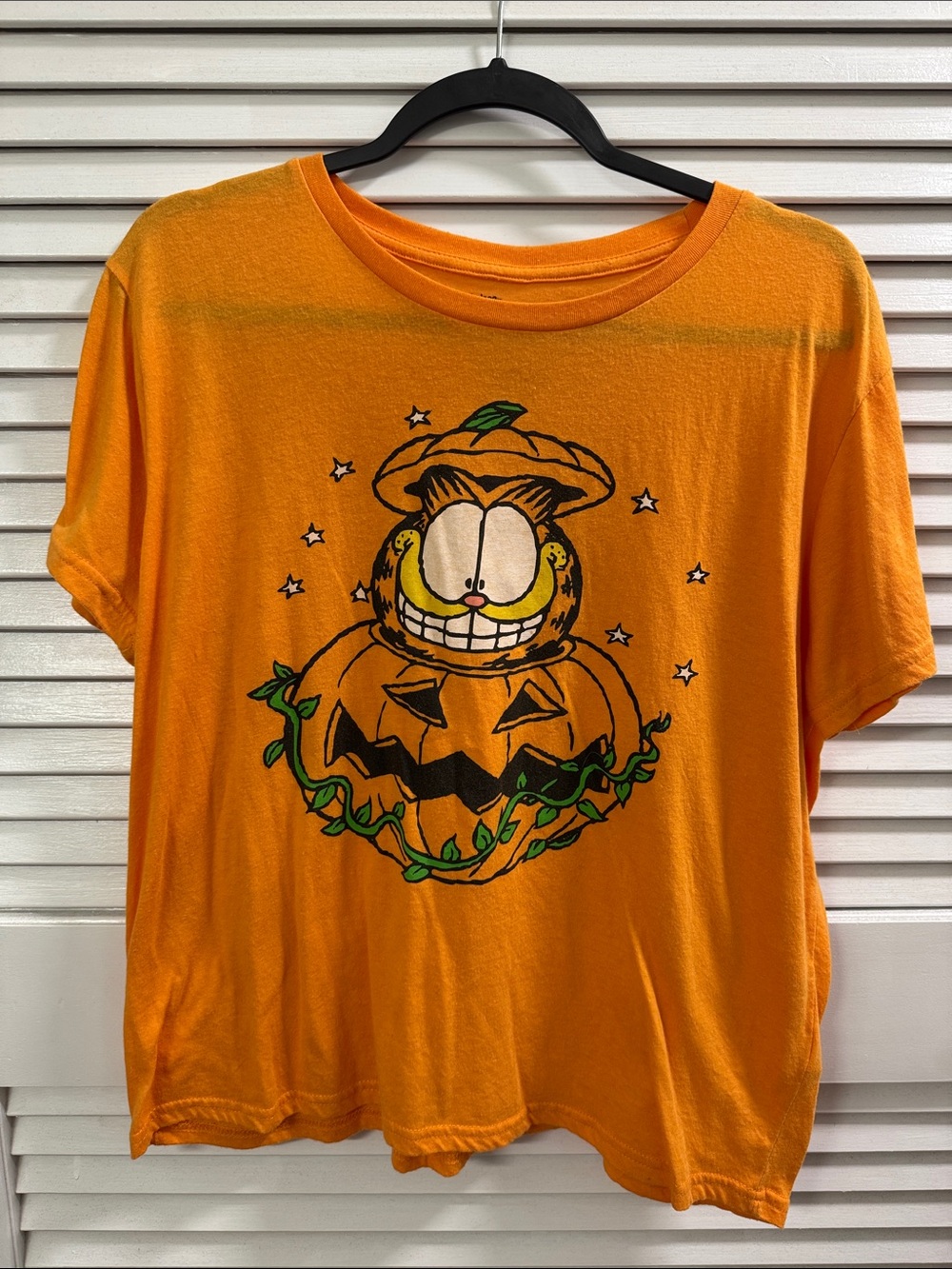 Nickelodeon Orange Garfield Pumpkin Graphic Tee - Women's Short Sleeve